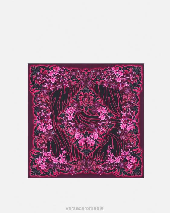 fucsia și imprimeu orhidee barocco foulard mare de mătase Versace femei accesorii 40L6918