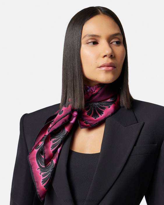 fucsia și imprimeu orhidee barocco foulard mare de mătase Versace femei accesorii 40L6918