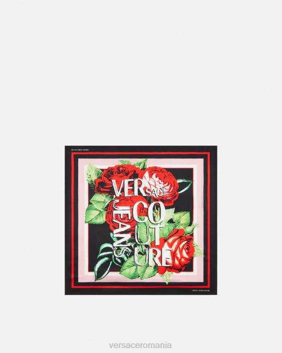 multicolor foulard de mătase cu logo trandafiri Versace femei accesorii 40L62357