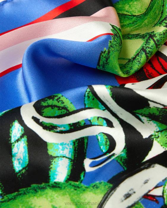 multicolor foulard de mătase cu logo trandafiri Versace femei accesorii 40L62358