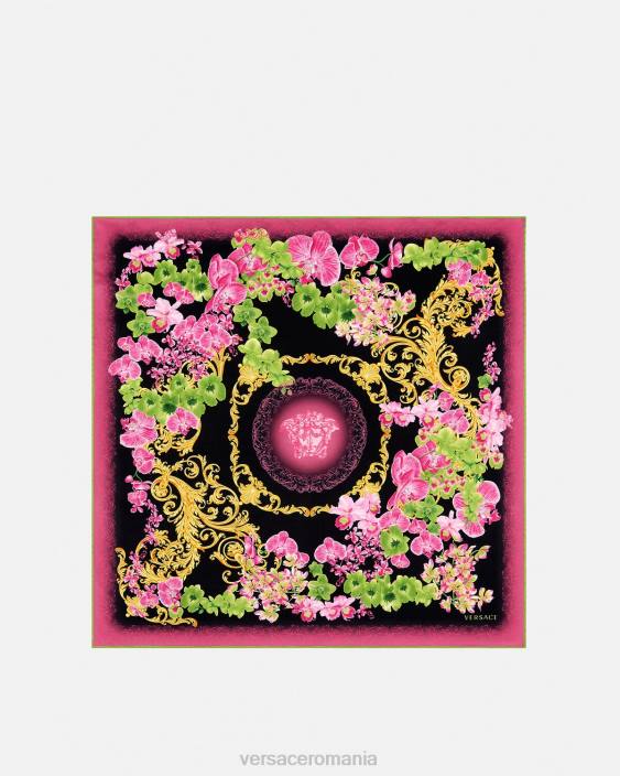 negru și imprimat Foulard mare de mătase orhidee medusa Versace femei accesorii 40L6929