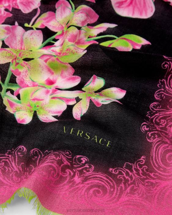 negru și imprimat șal de mătase orhidee medusa Versace femei accesorii 40L6931
