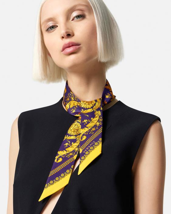 violet & auriu cravată eșarfă de mătase barocco Versace femei accesorii 40L6916