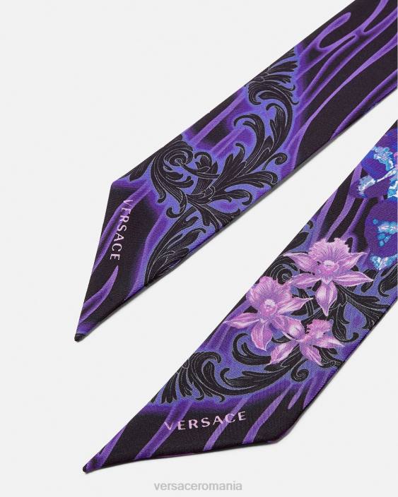 violet & imprimeu cravată eșarfă din mătase orhidee barocco Versace femei accesorii 40L6923