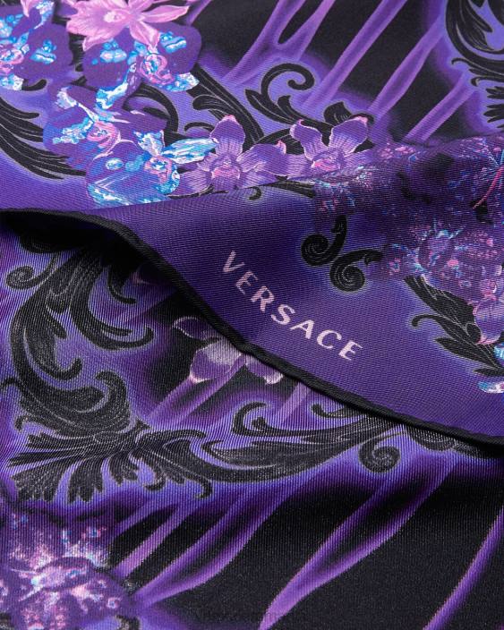 violet & imprimeu foulard de mătase orhidee barocco Versace femei accesorii 40L6921