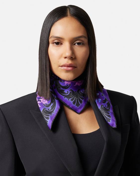 violet & imprimeu foulard de mătase orhidee barocco Versace femei accesorii 40L6921