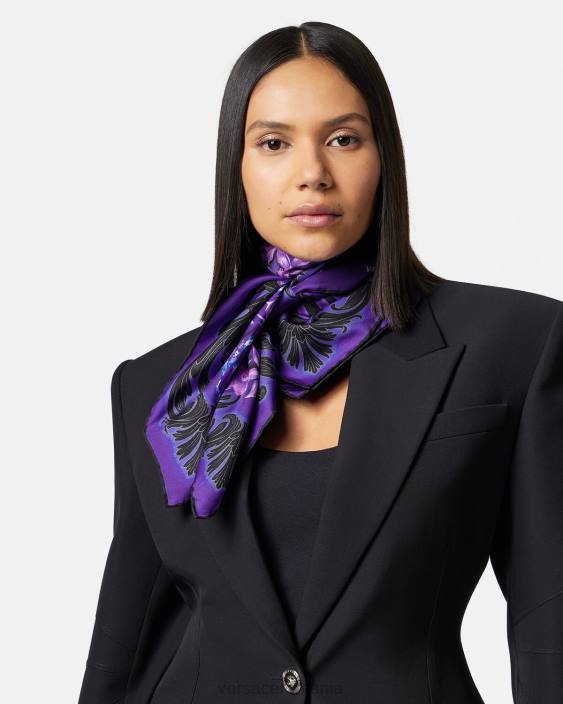 violet & imprimeu orhidee barocco foulard mare de mătase Versace femei accesorii 40L6919