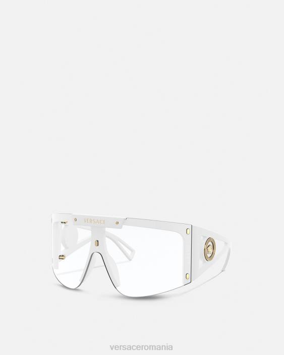 alb negru ochelari de soare cu scut cu iconiță medusa Versace femei accesorii 40L6671
