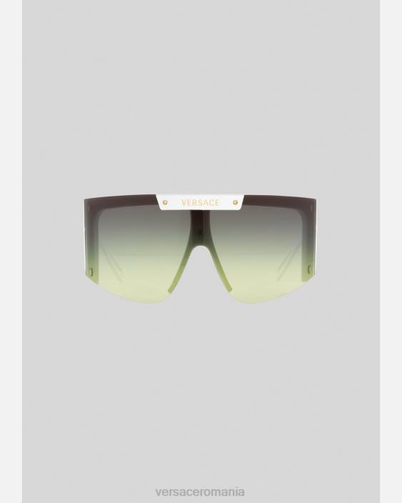 alb negru ochelari de soare cu scut cu iconiță medusa Versace femei accesorii 40L6671