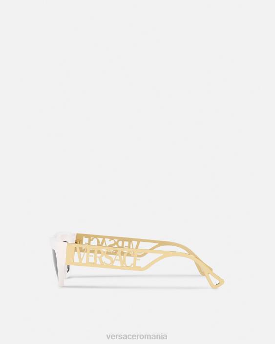 aur alb Ochelari de soare cu ochi de pisică cu logo vintage anilor 90 Versace femei accesorii 40L6617