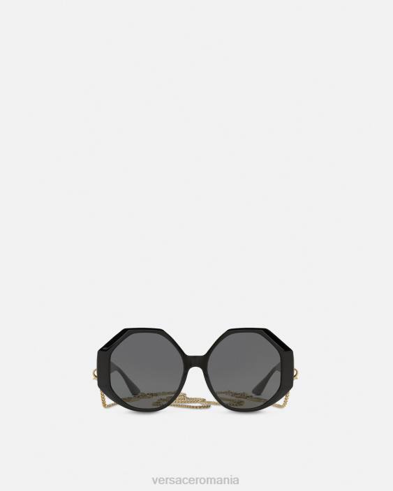 negru ochelari de soare greca potrivire suplimentara Versace femei accesorii 40L6685