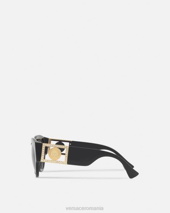 negru ochelari de soare strălucitori din cristal medusa Versace femei accesorii 40L6627