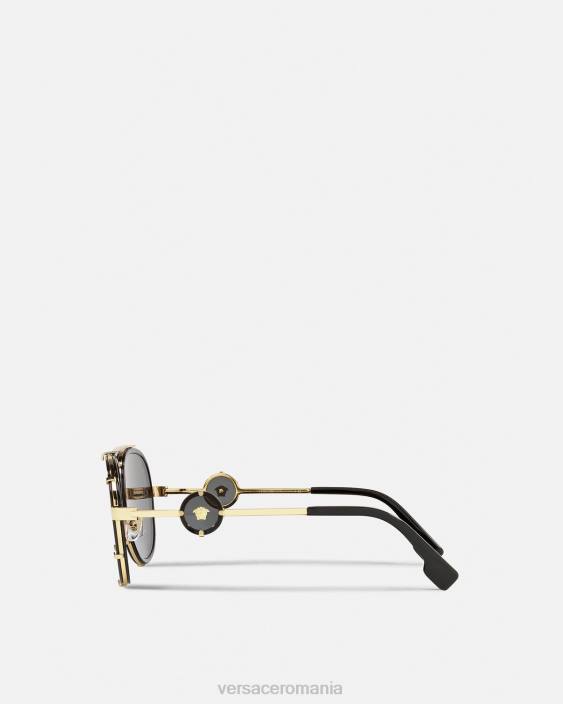 negru si auriu ochelari de soare cu clips pentru pilot icon vintage Versace femei accesorii 40L6676