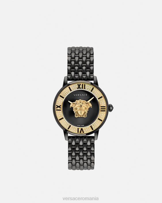 negru ceas cu diamante la medusa Versace femei accesorii 40L6973