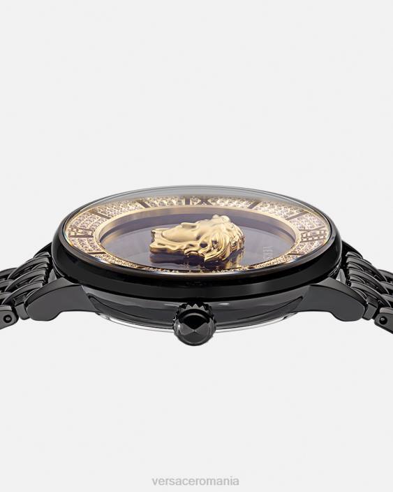 negru ceas cu diamante la medusa Versace femei accesorii 40L6973