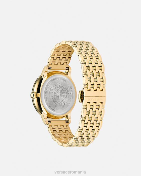 negru si auriu ceas cu diamante la medusa Versace femei accesorii 40L6962