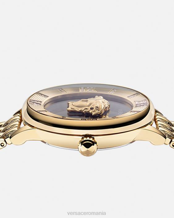 negru si auriu ceas cu diamante la medusa Versace femei accesorii 40L6962