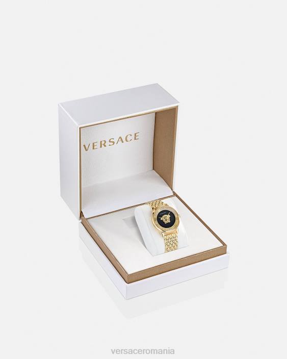 negru si auriu ceas cu diamante la medusa Versace femei accesorii 40L6962