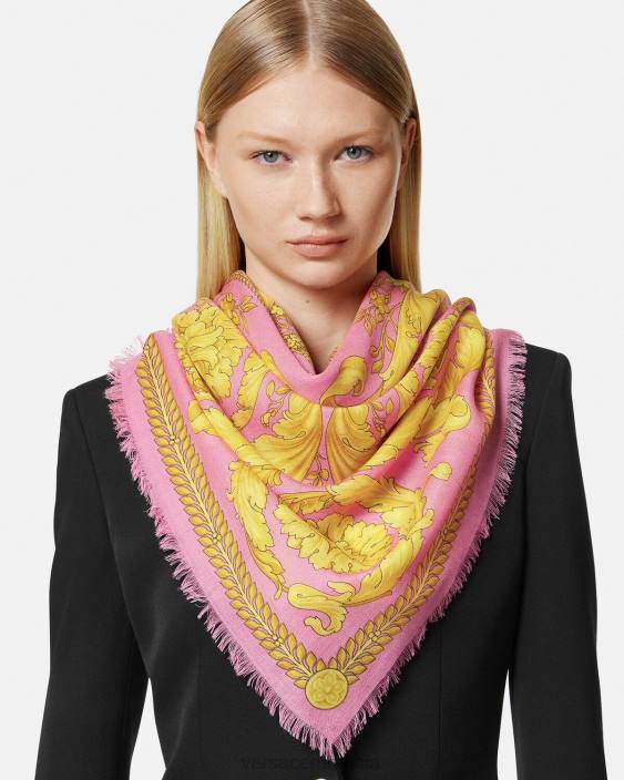 roz șal în amestec de cașmir barocco Versace femei accesorii 40L6887
