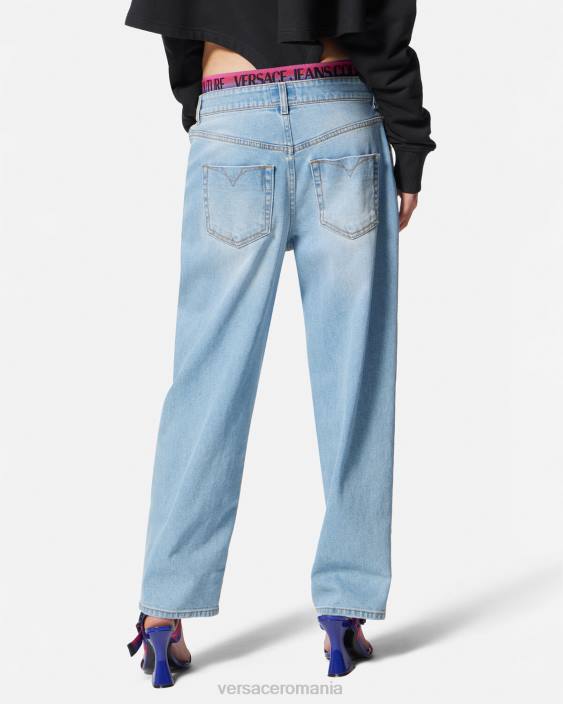 albastru blugi cu talie cu logo Versace femei îmbrăcăminte 40L62237