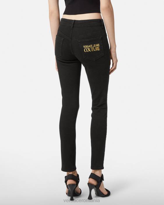 negru blugi skinny cu logo Versace femei îmbrăcăminte 40L62246