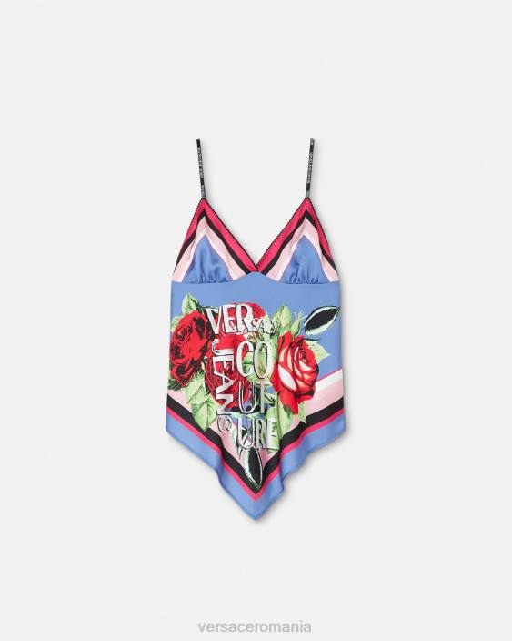 albastru deschis top foulard trandafiri Versace femei îmbrăcăminte 40L62165