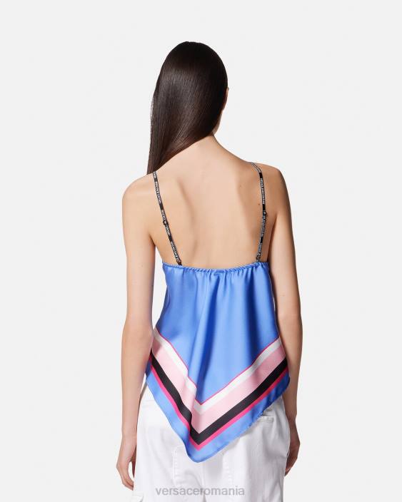 albastru deschis top foulard trandafiri Versace femei îmbrăcăminte 40L62165
