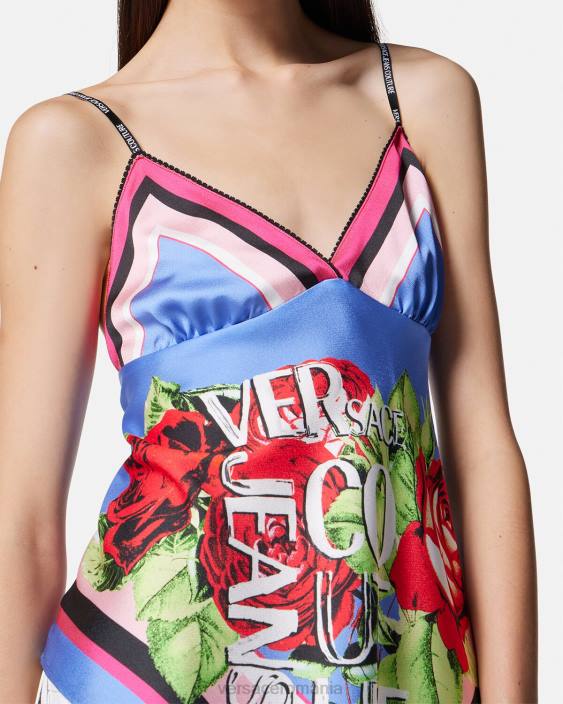albastru deschis top foulard trandafiri Versace femei îmbrăcăminte 40L62165