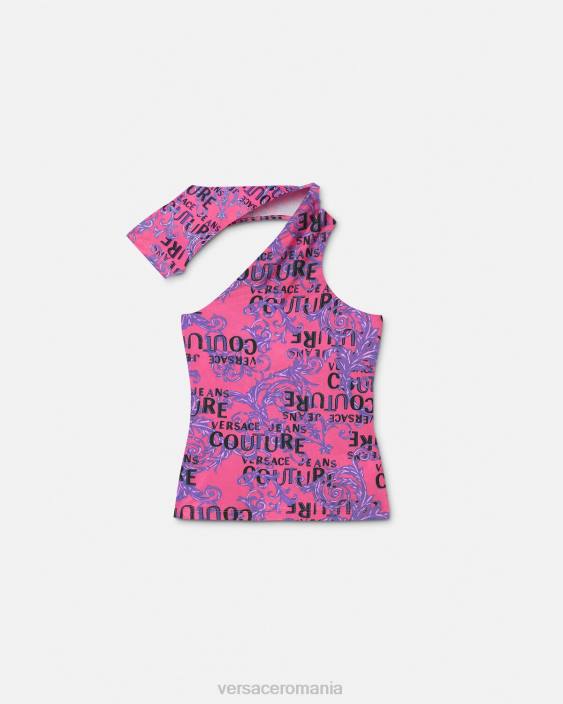 fucsie top cu un singur umăr logo couture Versace femei îmbrăcăminte 40L62204