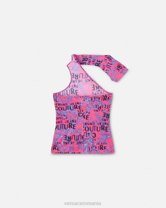 fucsie top cu un singur umăr logo couture Versace femei îmbrăcăminte 40L62204