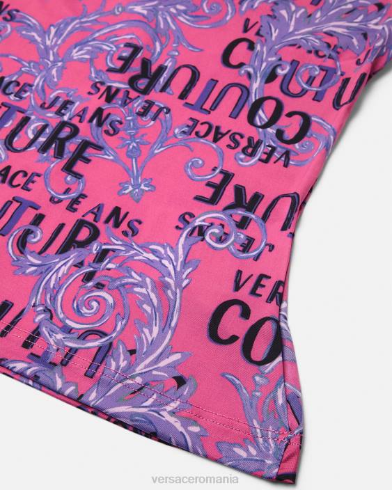 fucsie top cu un singur umăr logo couture Versace femei îmbrăcăminte 40L62204