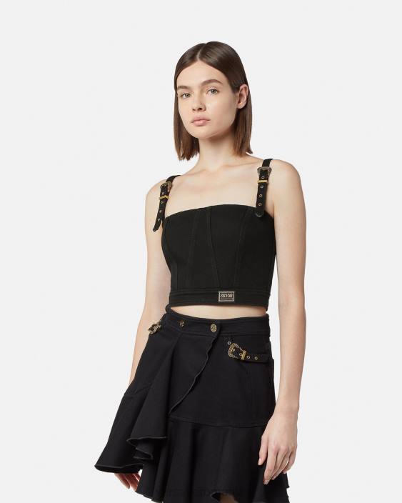 negru bustieră baroque couture cu 1 cataramă Versace femei îmbrăcăminte 40L62219