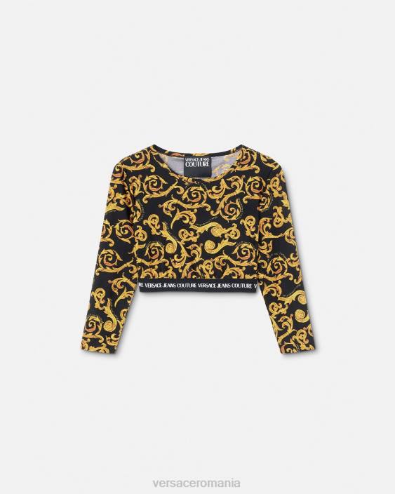 negru si auriu crop top sketch couture Versace femei îmbrăcăminte 40L62167