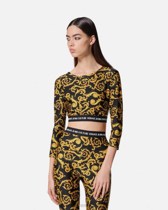 negru si auriu crop top sketch couture Versace femei îmbrăcăminte 40L62167