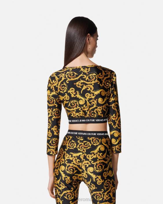 negru si auriu crop top sketch couture Versace femei îmbrăcăminte 40L62167
