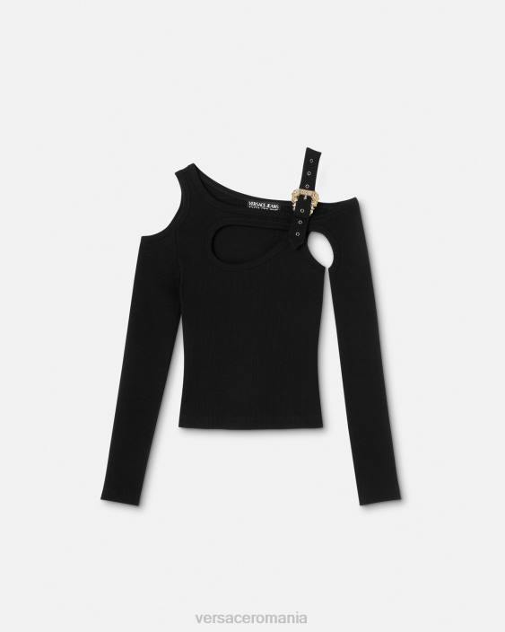 negru top decupat cu cataramă baroc Versace femei îmbrăcăminte 40L62147