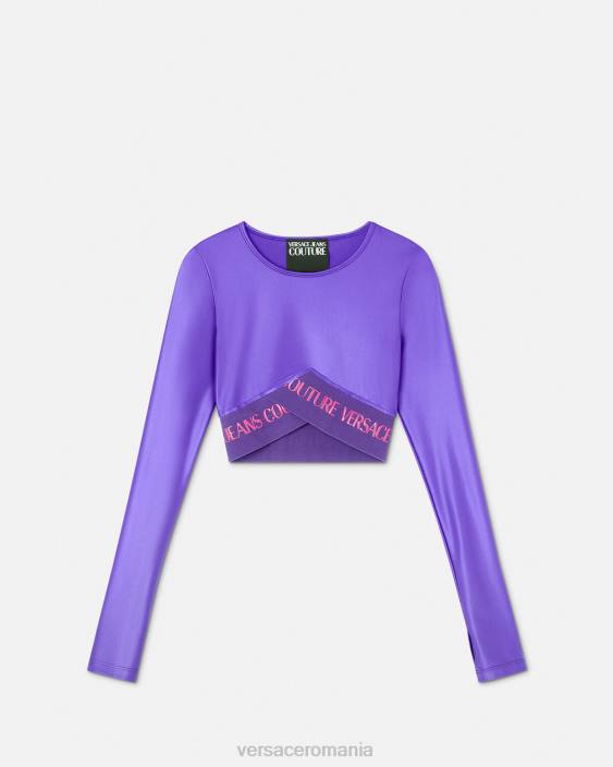 violet crop top cu logo Versace femei îmbrăcăminte 40L62215