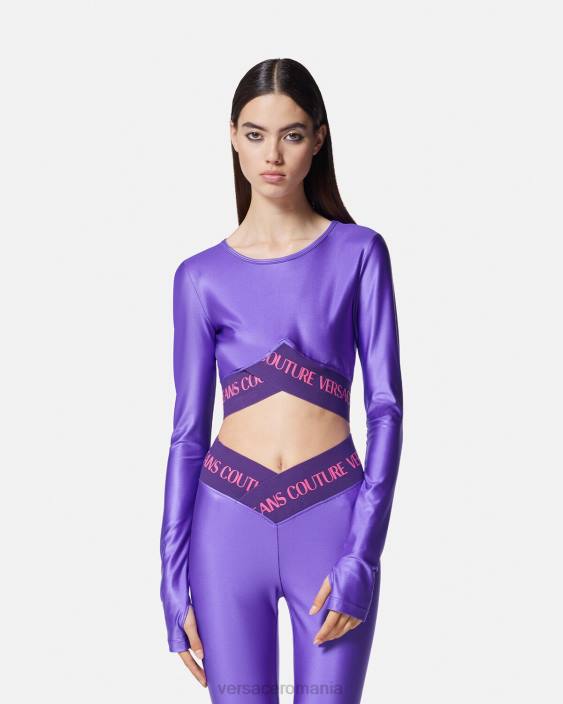 violet crop top cu logo Versace femei îmbrăcăminte 40L62215