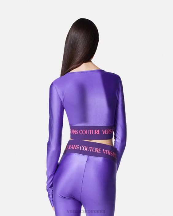 violet crop top cu logo Versace femei îmbrăcăminte 40L62215