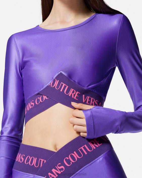violet crop top cu logo Versace femei îmbrăcăminte 40L62215