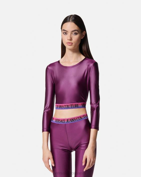 violet crop top cu logo Versace femei îmbrăcăminte 40L62216