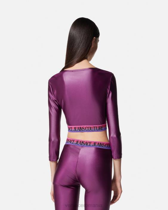 violet crop top cu logo Versace femei îmbrăcăminte 40L62216