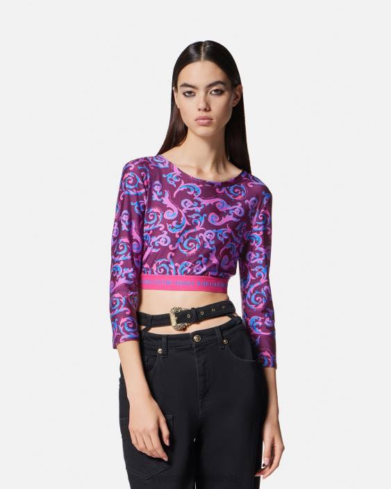 violet crop top sketch couture Versace femei îmbrăcăminte 40L62166