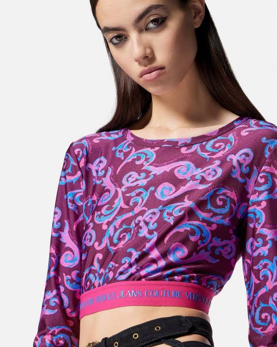 violet crop top sketch couture Versace femei îmbrăcăminte 40L62166