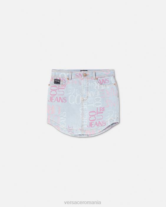 albastru fusta mini din denim cu logo doodle Versace femei îmbrăcăminte 40L62179