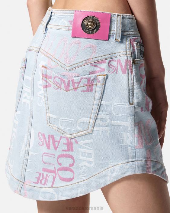 albastru fusta mini din denim cu logo doodle Versace femei îmbrăcăminte 40L62179