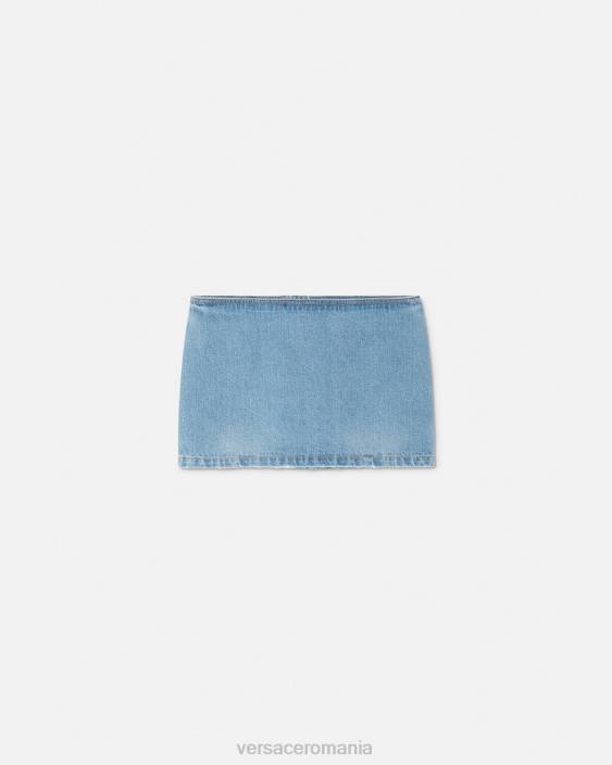 albastru fusta mini din denim medusa Versace femei îmbrăcăminte 40L6178