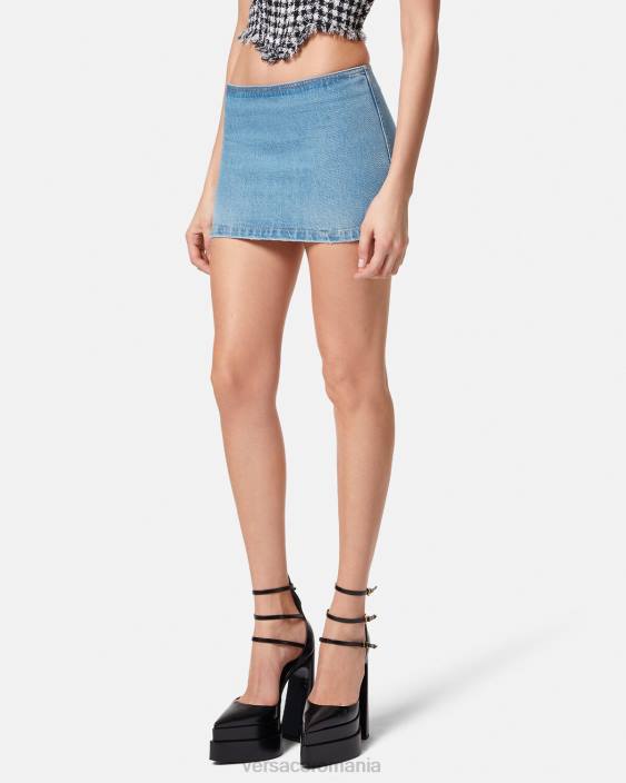 albastru fusta mini din denim medusa Versace femei îmbrăcăminte 40L6178