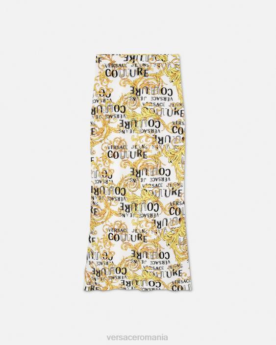 auriu și alb fusta midi cu logo couture Versace femei îmbrăcăminte 40L62251