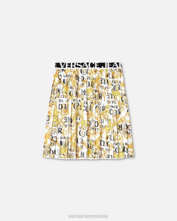 auriu și alb fusta plisata cu logo couture Versace femei îmbrăcăminte 40L62248